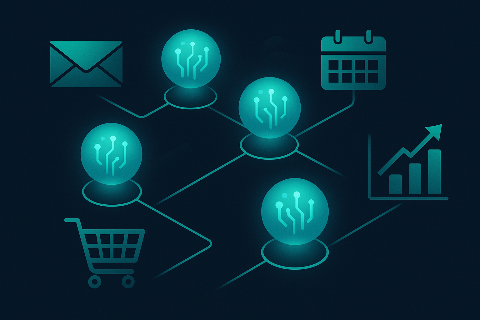 Multiple AI agents connected to business tools