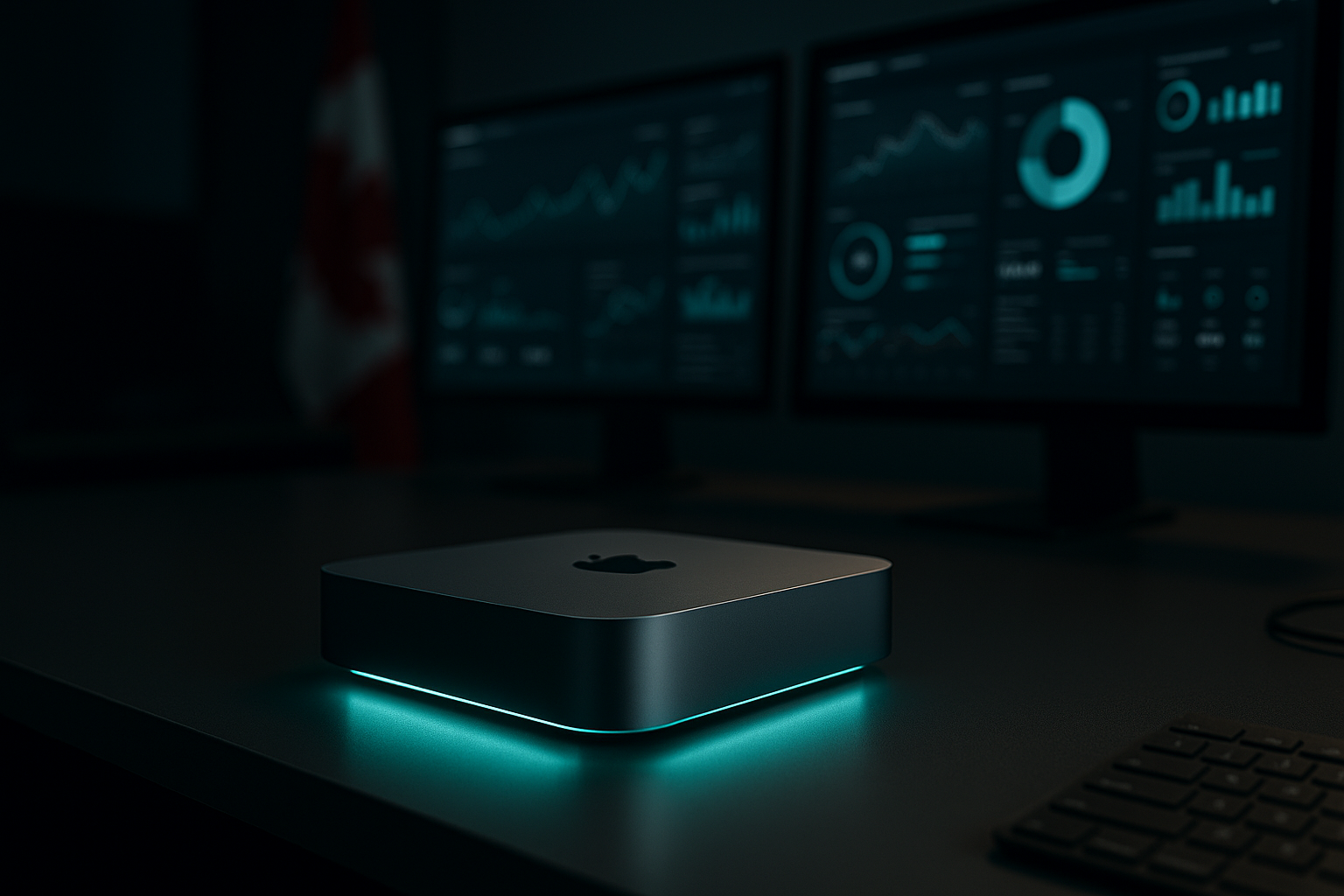 Mac Mini AI agent hardware setup in a professional office